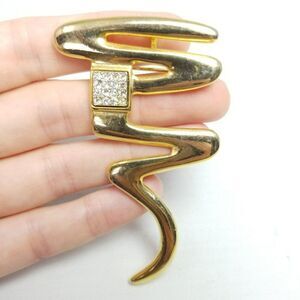 Vintage Park Lane Zig Zag Squiggle Brooch, Gold Tone Rhinestone Lapel Pin